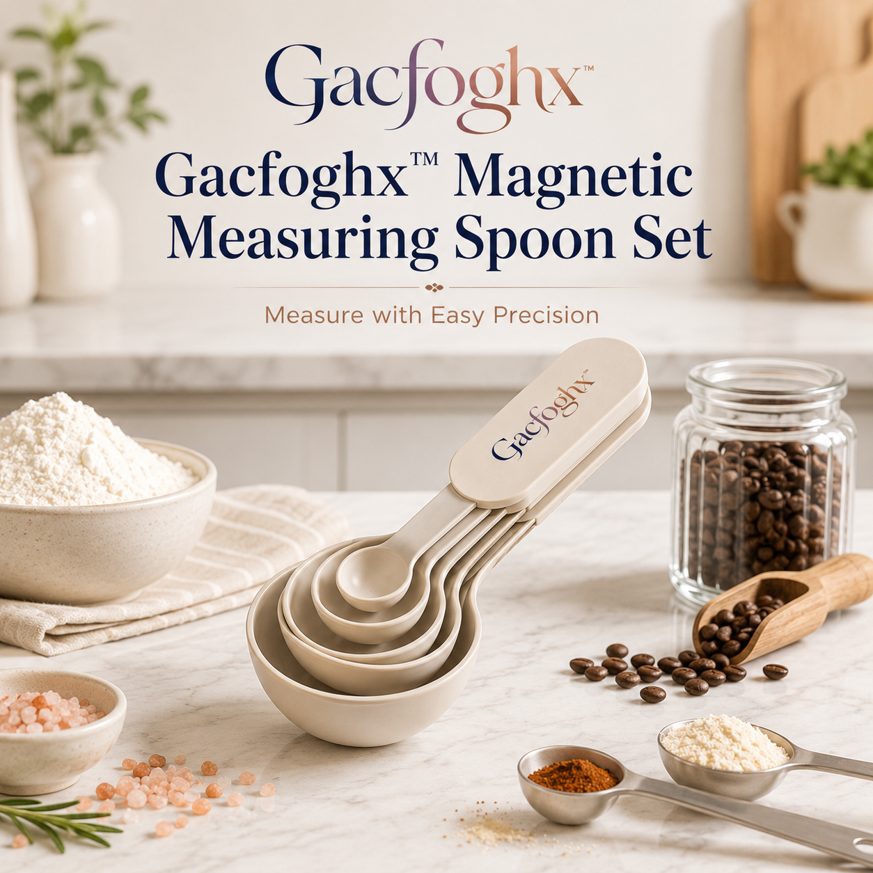 Gacfoghx™ Magnetic Measuring Spoon Set for Baking & Cooking, Dual-Sided Stainless Steel Measuring Spoons for Spices, Coffee & Dry Ingredients