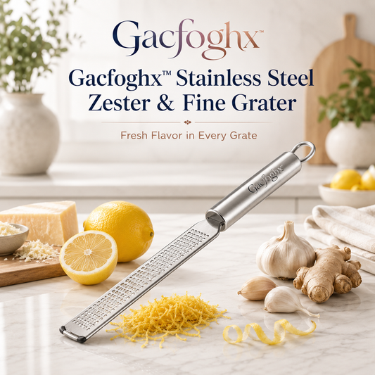 Gacfoghx™ Stainless Steel Zester and Fine Grater for Lemon, Cheese, Garlic, Ginger, Chocolate & Citrus Kitchen Prep