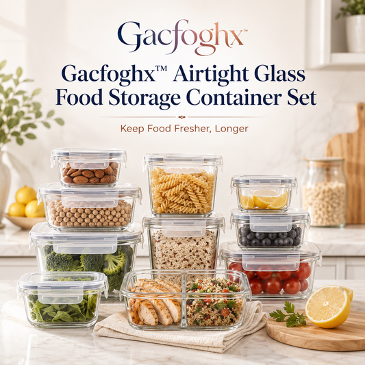 Gacfoghx™ Airtight Glass Food Storage Container Set with Locking Lids, Meal Prep Containers for Leftovers, Lunch & Pantry
